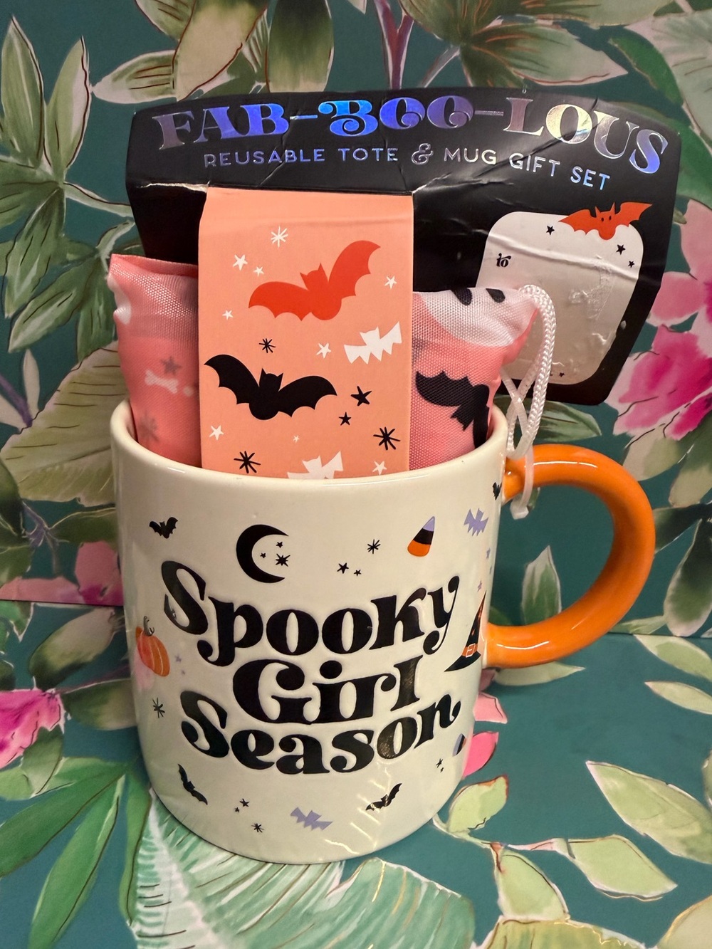 Sunday Morning Spooky Girl Season Halloween Mug & Reusable Tote NWT
